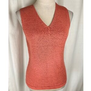 Pendleton Vintage V-Neck Cotton Blend Terracotta Knit Top Women Size Medium